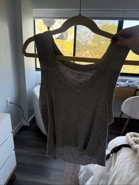Brandy Melville Gray Ribbed Crop Tank
